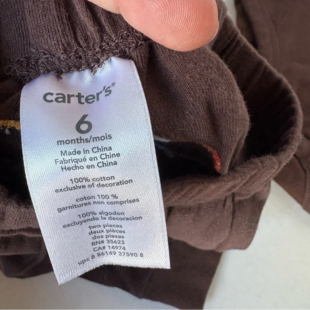 Carters Bodysuit 6 months First Thanksgiving Lot of 2 Bib Brown Snap Closure